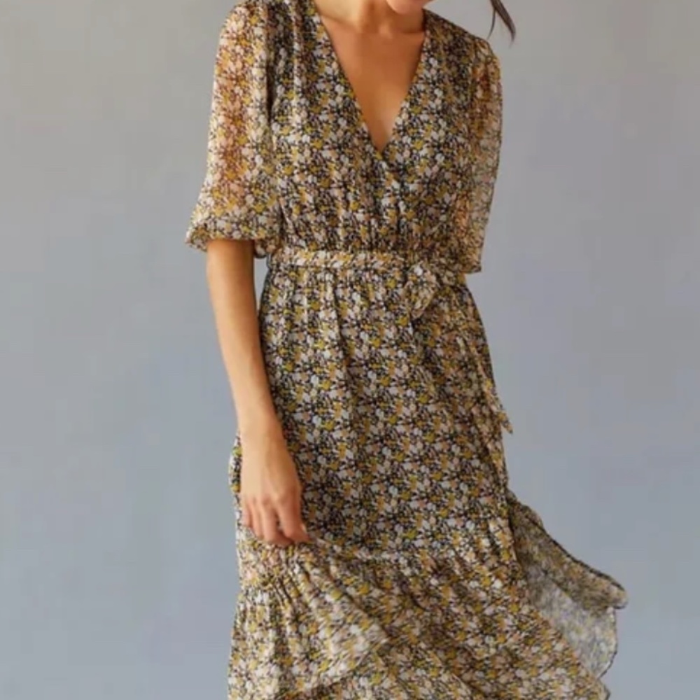 NWT MINKPINK Nahla Wrap Front Multi Midi Dress Size Medium